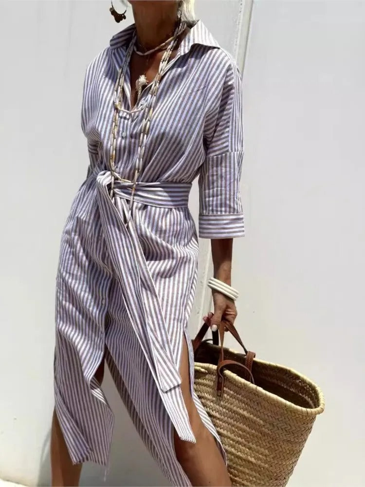 Denise | Striped Dress with Collar