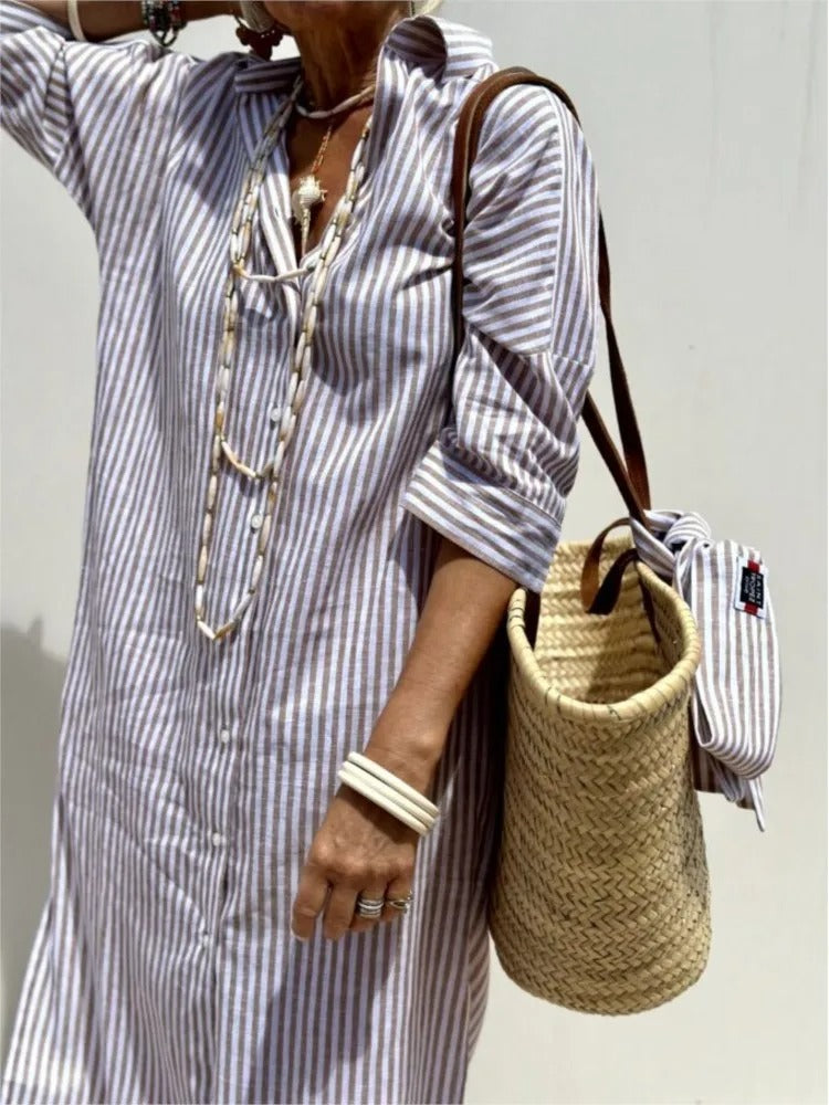 Denise | Striped Dress with Collar