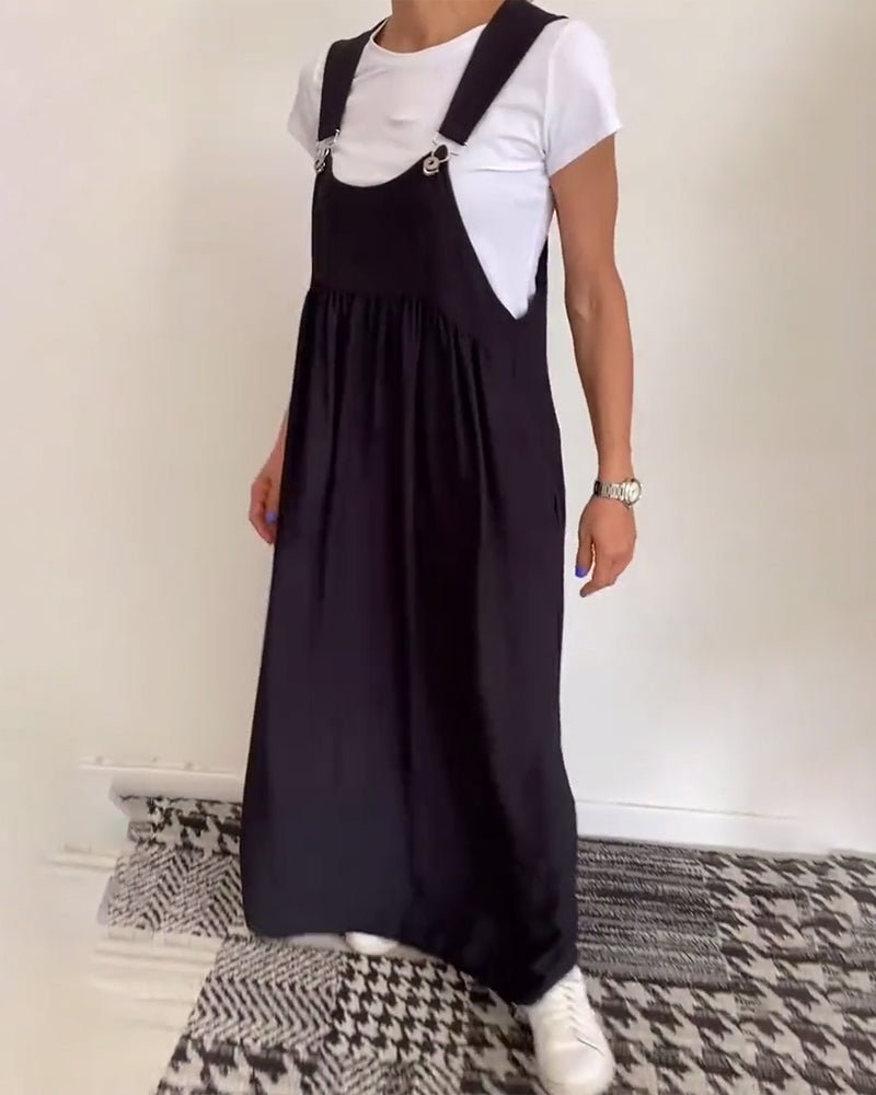 Alice | Casual Dress with Adjustable Straps in Solid Color - WeWoman