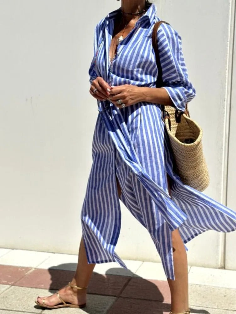 Denise | Striped Dress with Collar