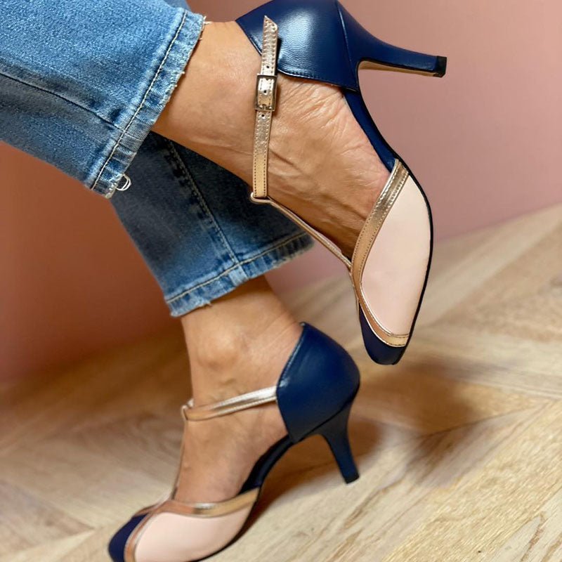 Alessia | Vibrant T - Strap Heels with Round Toe Design - WeWoman