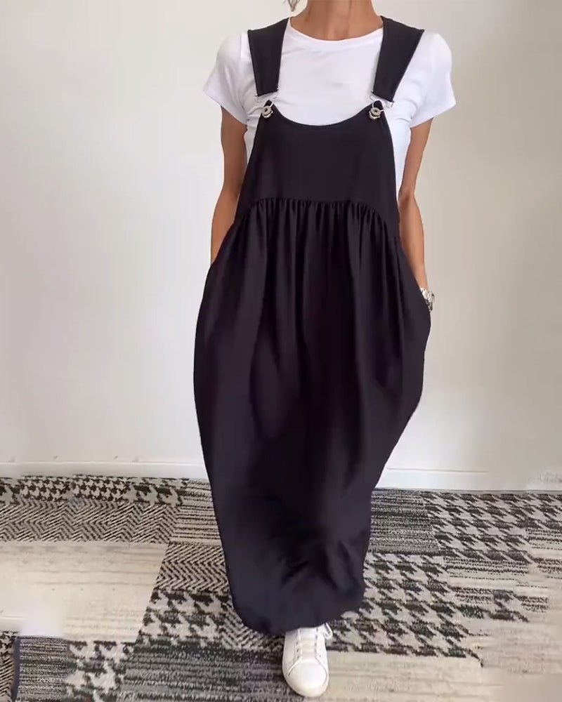 Alice | Casual Dress with Adjustable Straps in Solid Color - WeWoman