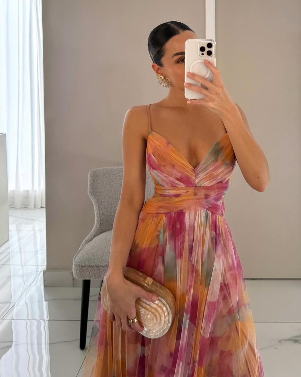 Alina | Elegant Maxi Dress with Flowers - WeWoman