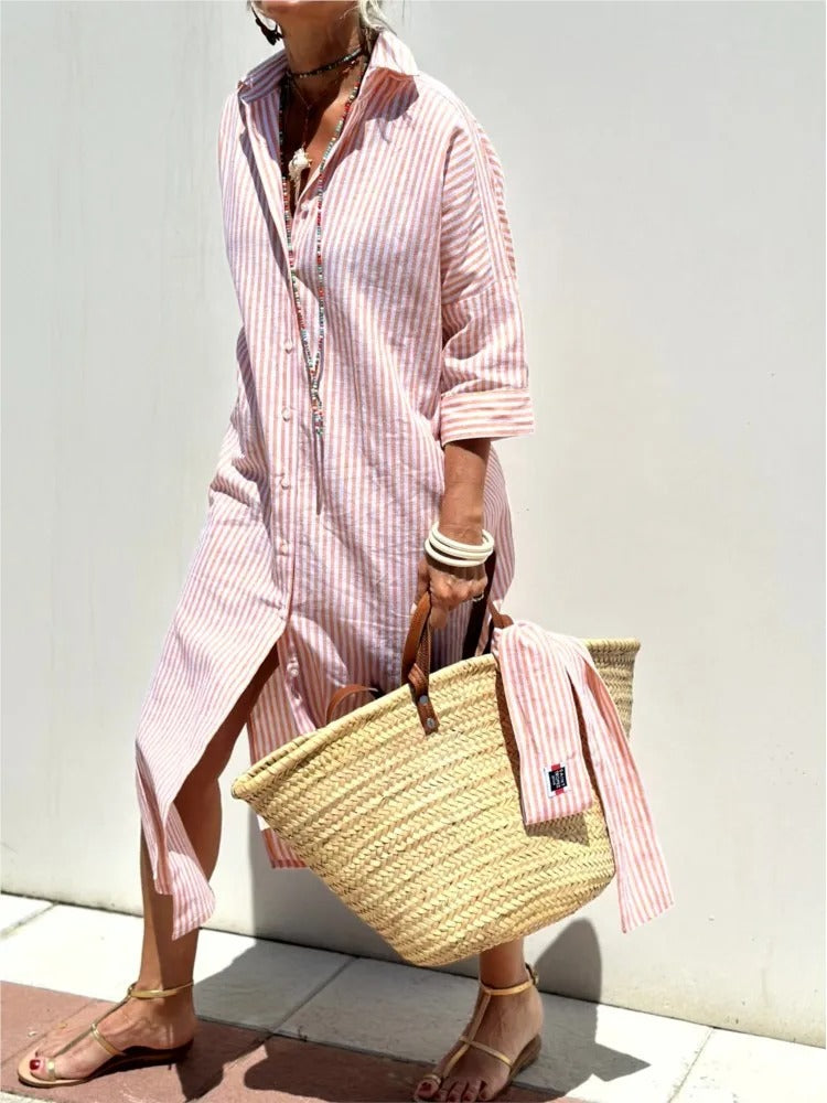 Denise | Striped Dress with Collar