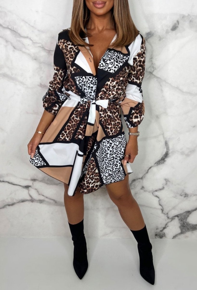 Christel | Flirty shirt dress with animal print - WeWoman