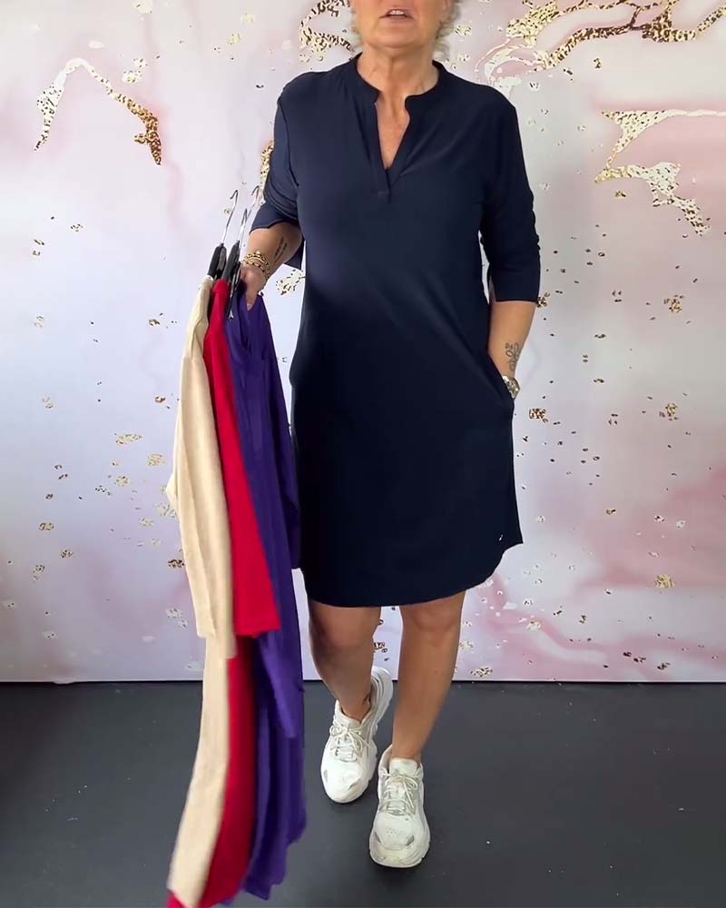 Hanne | Elegant V - Neck Dress - WeWoman