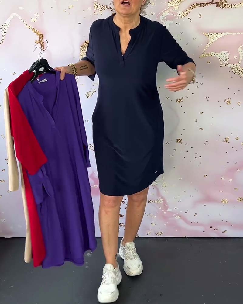 Hanne | Elegant V - Neck Dress - WeWoman