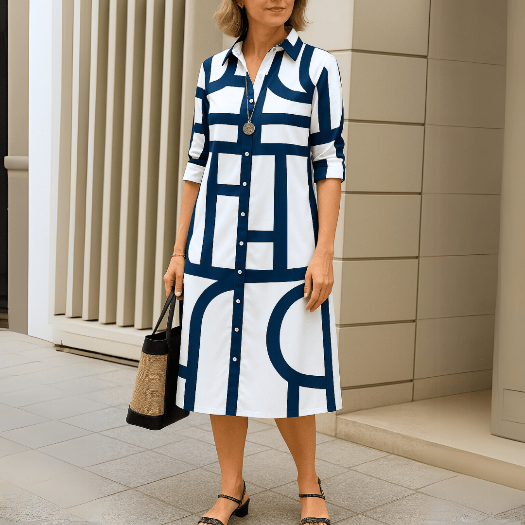 Helena™ | Elegant Dress with Geometric Pattern - WeWoman