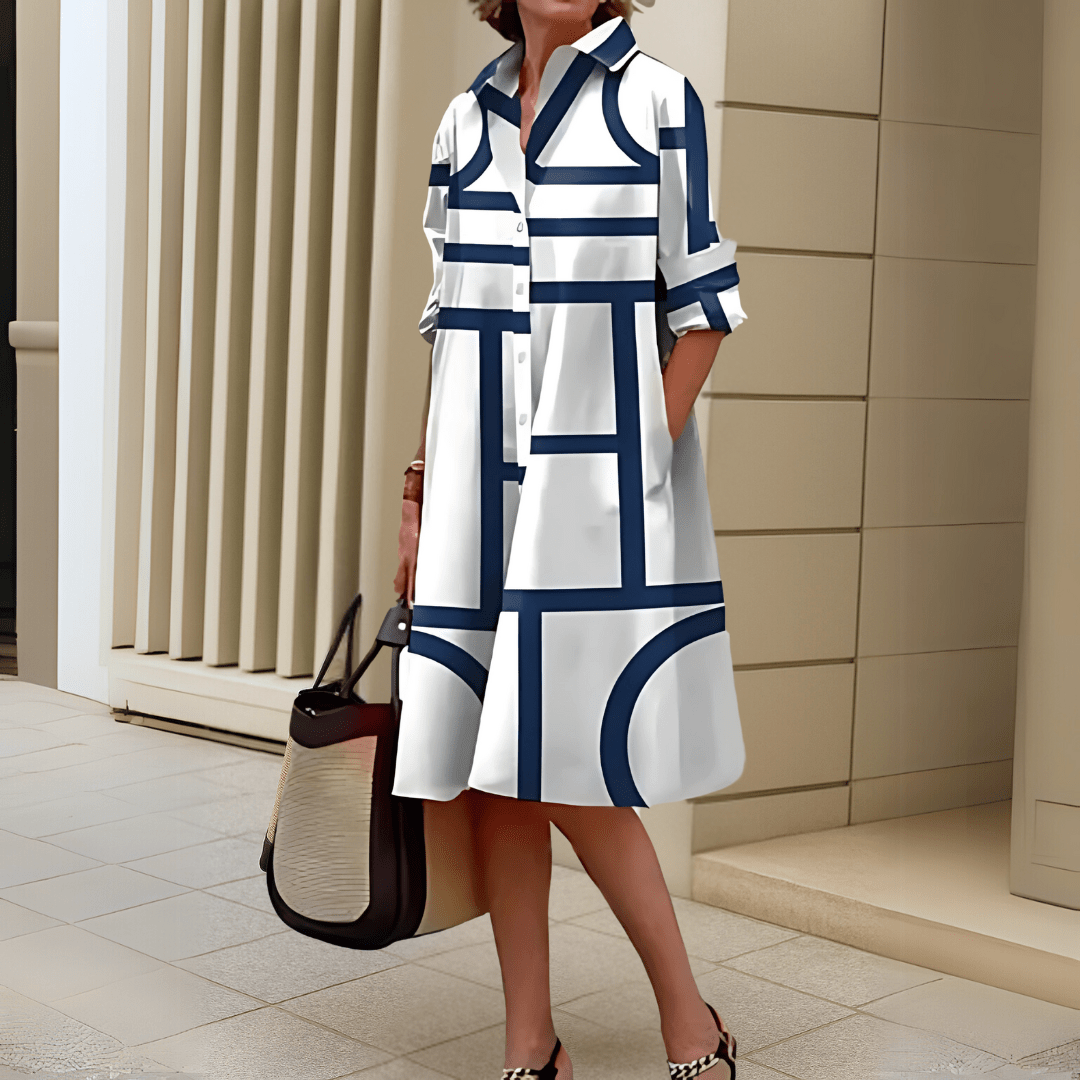 Helena™ | Elegant Dress with Geometric Pattern - WeWoman