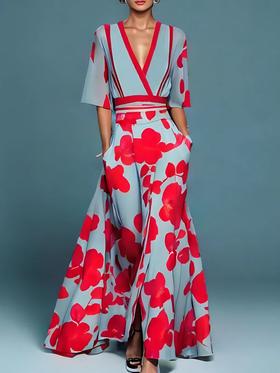 Laure | Elegant Floral Wrap Dress - WeWoman