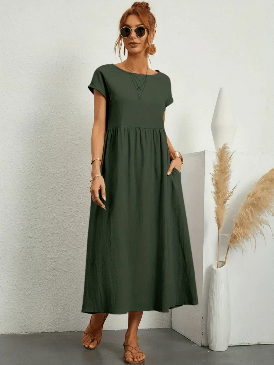 Marina™ | Elegant Round Neck Dress - WeWoman