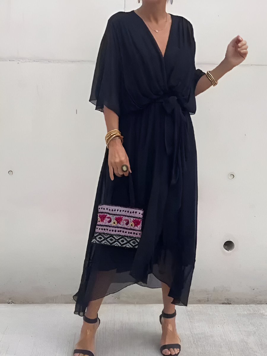 Monica™ | Chiffon Dress with V - neck - WeWoman