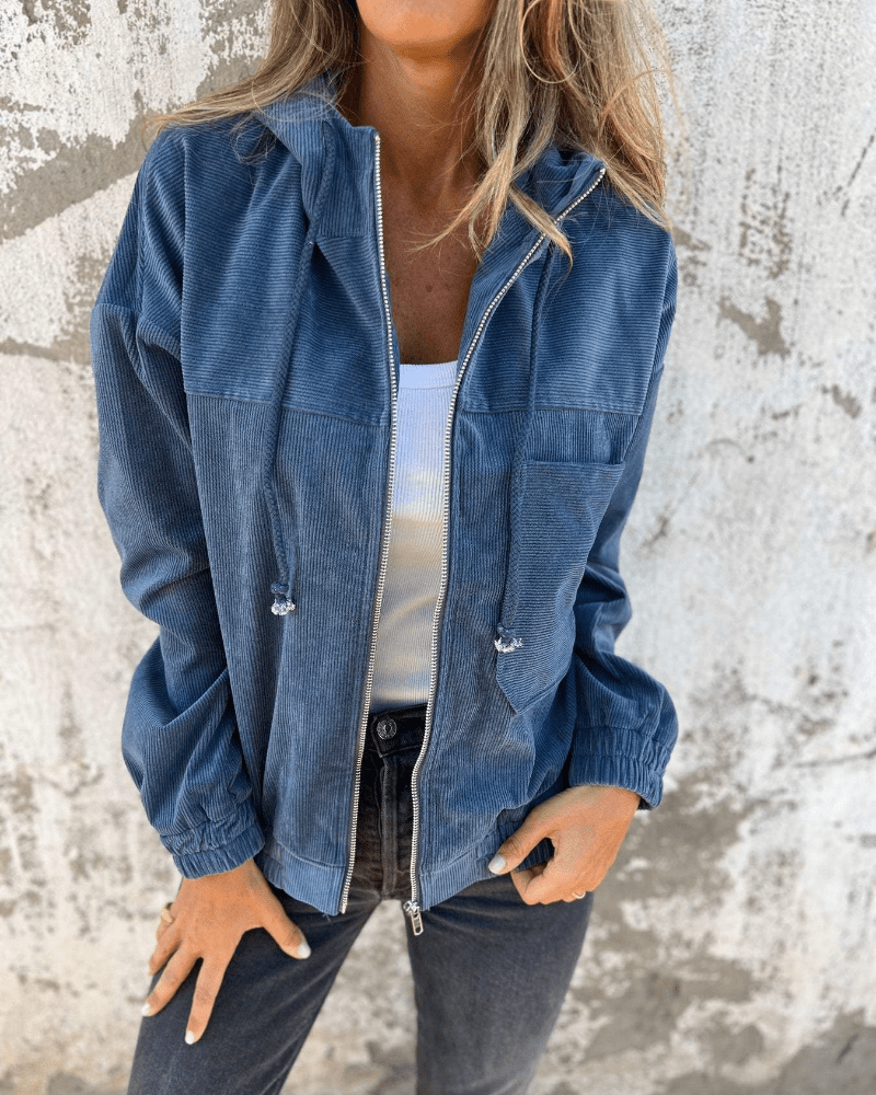 Saoirse | Corduroy Jacket with Hood and Zipper - WeWoman